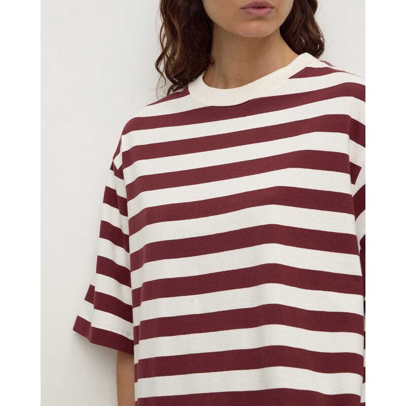 Assembly Label Arla Cotton Stripe Short Sleeve Tee Dark Raisin Cream Stripe image number 2
